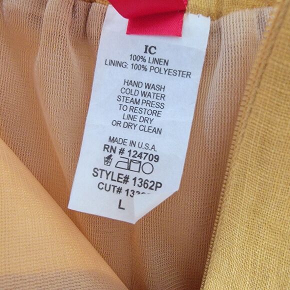 Ic by connie womens pants size L mustard side stripe Linen pockets elastic back - Picture 9 of 9